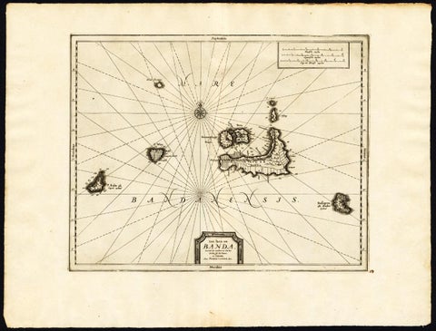 Antique Map of the Islands of Banda, Indonesia from a Very Rare Edition, 1725, view 2