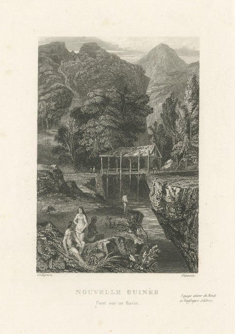 Antique Print of a Bridge over a Ravine in New Guinea, view 3