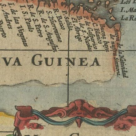 Antique Miniature Map of New Guinea by Bertius, '1618', close-up 1