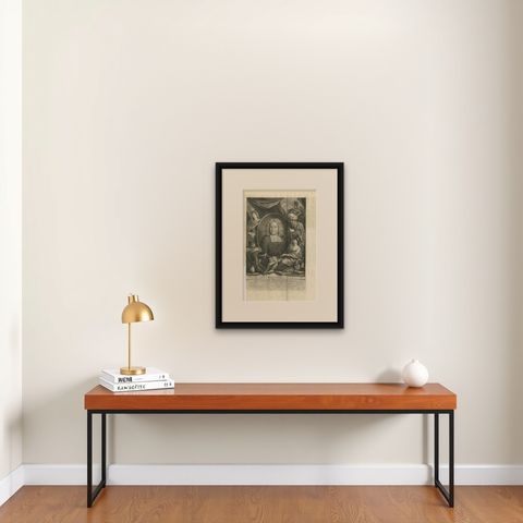 Antique Portrait of Francois Valentijn, a Missionary who worked at Ambon, 1726, shown framed on a wall, true to size