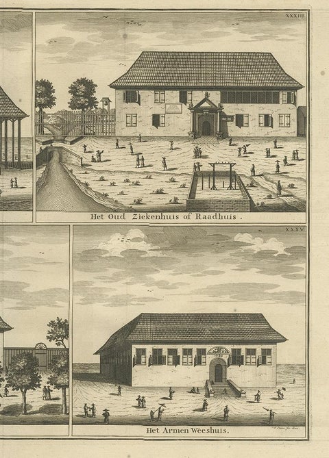 Antique Print with Four Views of Ambon ii by Valentijn, 1726, view 3