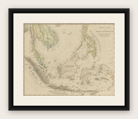Original Antique Map of the Dutch East Indies, Nowadays Indonesia, ca.1840, shown framed