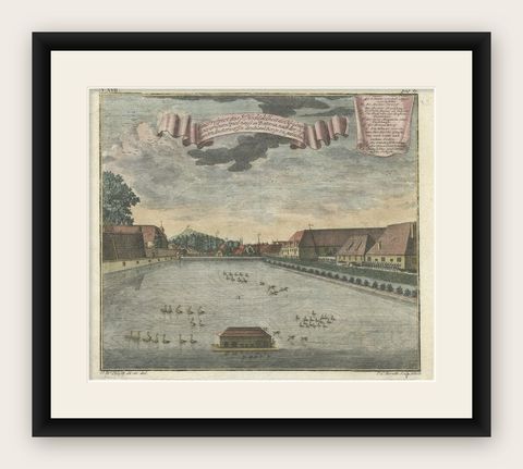 Print of Pleasure Gardens of the Governor-General of Batavia, Indonesia, ca.1744, shown framed