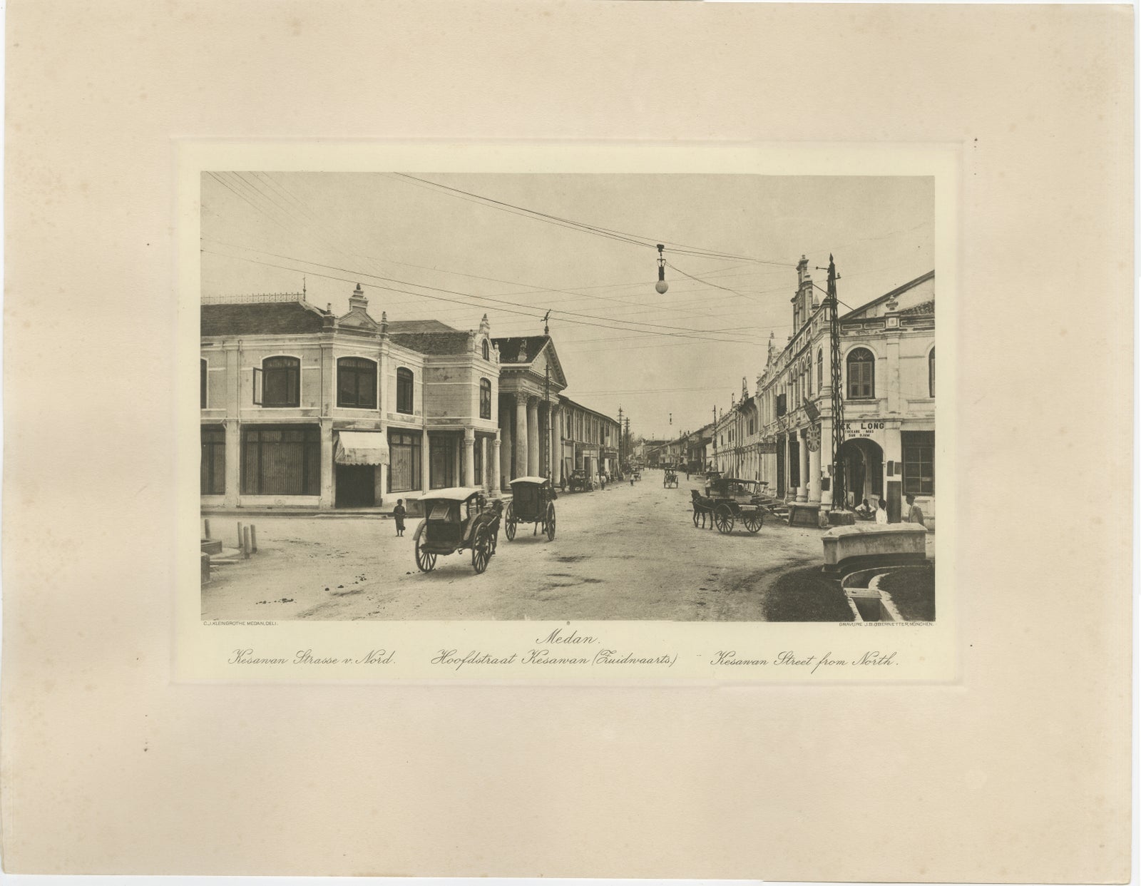 Kesawan Street from North, Medan, Dutch East Indies, Antique Photogravure c.1900