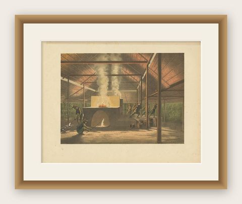 Antique Print of Tin Casting in Indonesia by M.T.H. Perelaer, 1888, shown framed