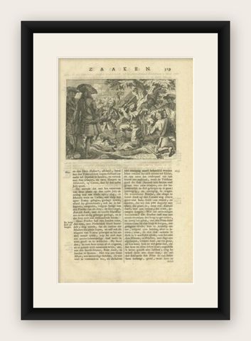 Antique Print of the Murder of Kaitsjili Saidi by Valentijn, 1726, shown framed