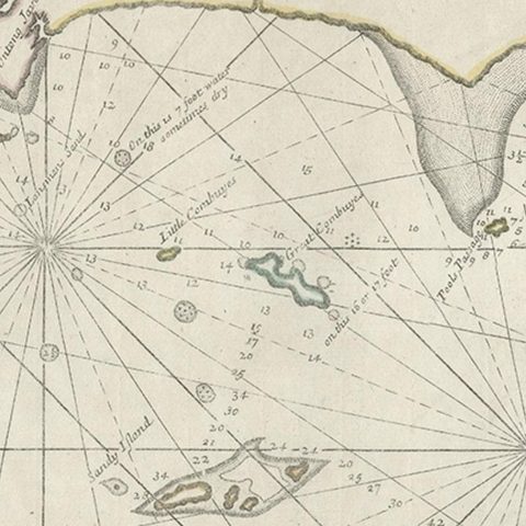 Two Antique Sea Charts of the Thousand Islands between Batavia and Bantam, c1734, close-up 2