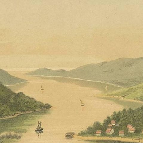 Antique Print of the Volcano Gunung Api in Indonesia, 1888, close-up 1