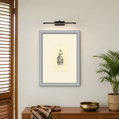 Javanese Lady of the Upper Class, Antique Wahlen Costume Print, 1843-1844, shown framed on a wall, true to size