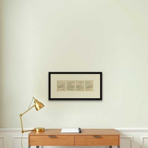 An Impressive Four-Sheet Map Set of Sumatra from the Dutch East Indies, 1884, shown framed on a wall, true to size