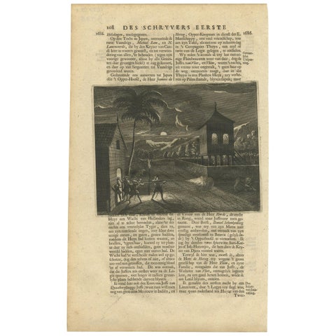 Antique Print of Dutch Guards and a Tiger by Valentijn, 1726, view 2
