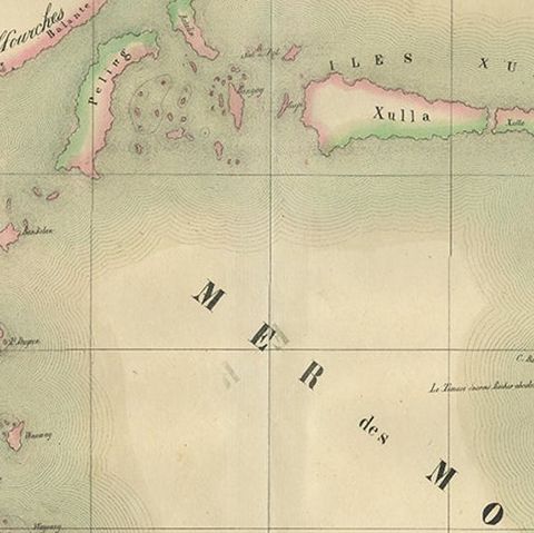 Old Map of the Moluccas and Part of Sulawesi Indonesia by Vandermaelen, c 1825, close-up 2
