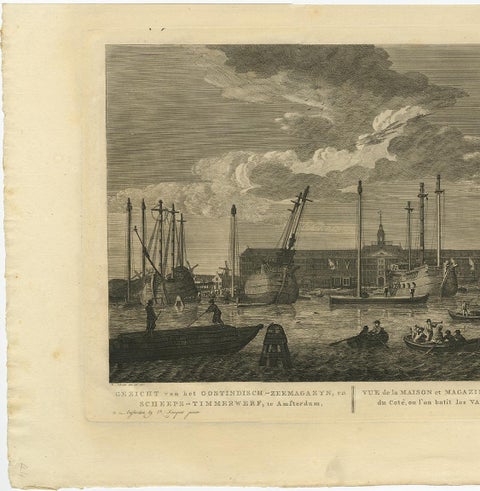 Antique Print of the 'Oostindisch-Zeemagazyn' in Amsterdam by H.P. Schouten, view 3