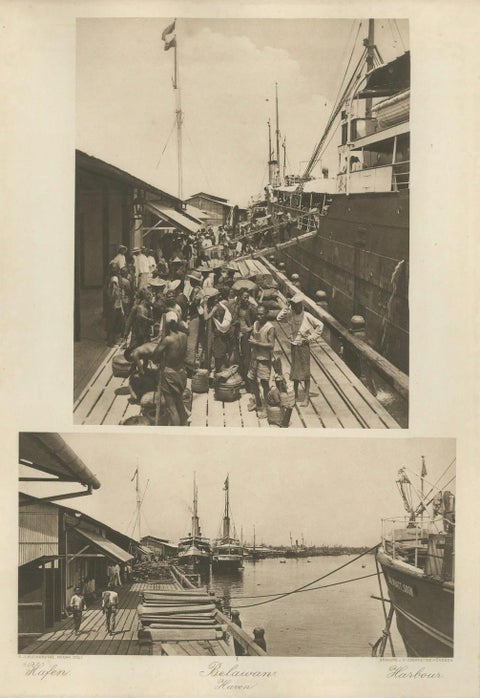 Belawan Harbour & Laborers, Sumatra, Indonesia, Kleingrothe Photogravure 1900, close-up 2