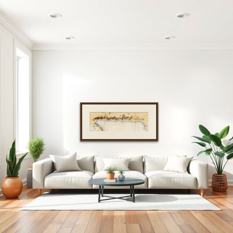 Antique Map of Taluti Bay by Stemler, C.1875, shown framed in a room, true to size