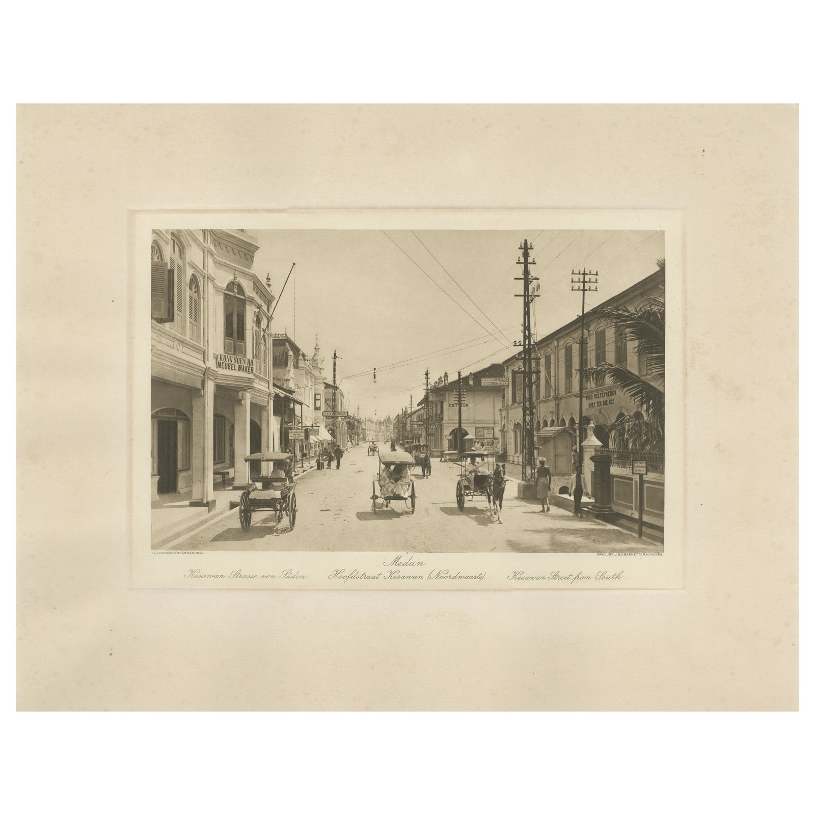 Kesawan Street, Medan, Rare c.1910 Photograph by C.J. Kleingrothe, Indonesia
