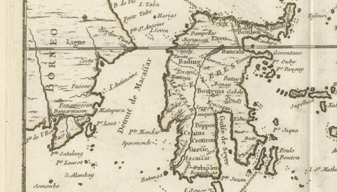 Antique Map of the Moluccas & Celebes, Le Rouge, French Engraving c.1750, close-up 4