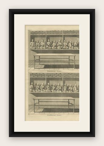 Antique Print of Unidentified Gods by Valentijn, 1726, shown framed