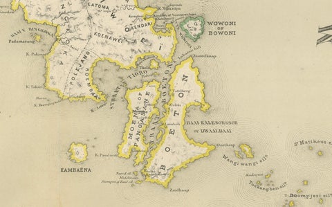 Antique Two-Sheet Map of Celebes Sulawesi, Dornseiffen, Dutch East Indies, 1884, close-up 4