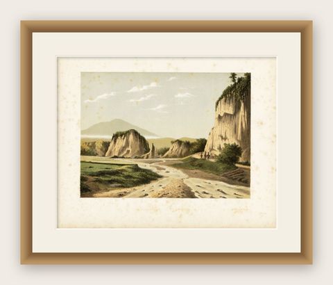 Antique Print of Ngarai Sianok in the the Dutch East Indies, Now Indonesia, 1888, shown framed