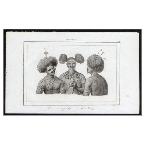 Antique Print of Costumes of Papua Chiefs, 1836, view 2