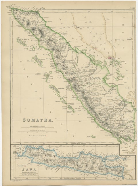 Antique Map of Sumatra by W. G. Blackie, 1859, view 2