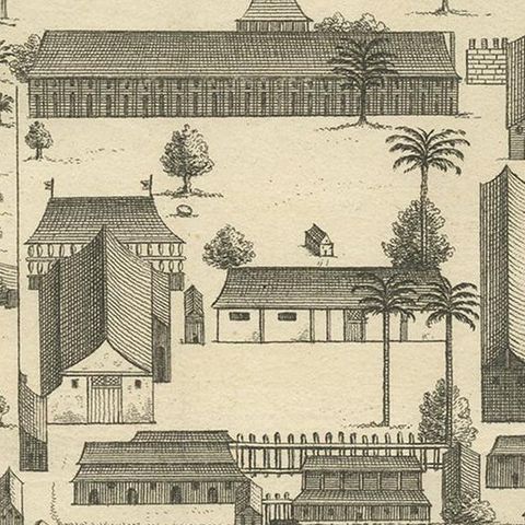 Antique Print of the Dutch Fort on Banda by Tardieu 'circa 1750', close-up 2