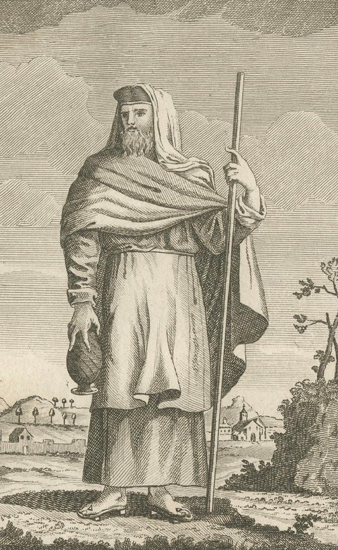 Jesuit Missionary in the Indies, Antique French Engraving by Portier, c.1790, close-up 4