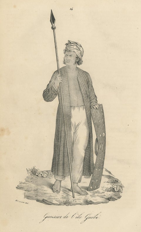 Antique Print of a Warrior from the Island of Guebe, Maluku Islands, view 3