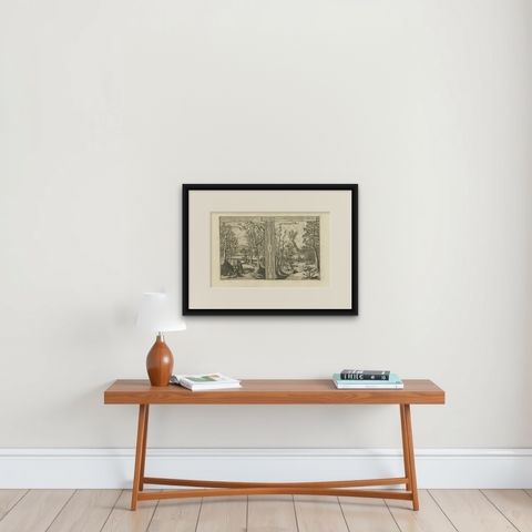 Exotic Bounty: The Spice Lands of the East Indies by R. de Hooghe, circa 1708, shown framed on a wall, true to size