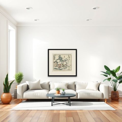 Antique Map of the Philippines & Eastern Indonesia: Spice Islands by Tirion 1738, shown framed in a room, true to size