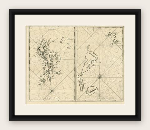 Antique Map of Sangir Island and the Talaud Islands by Valentijn, 1726, shown framed