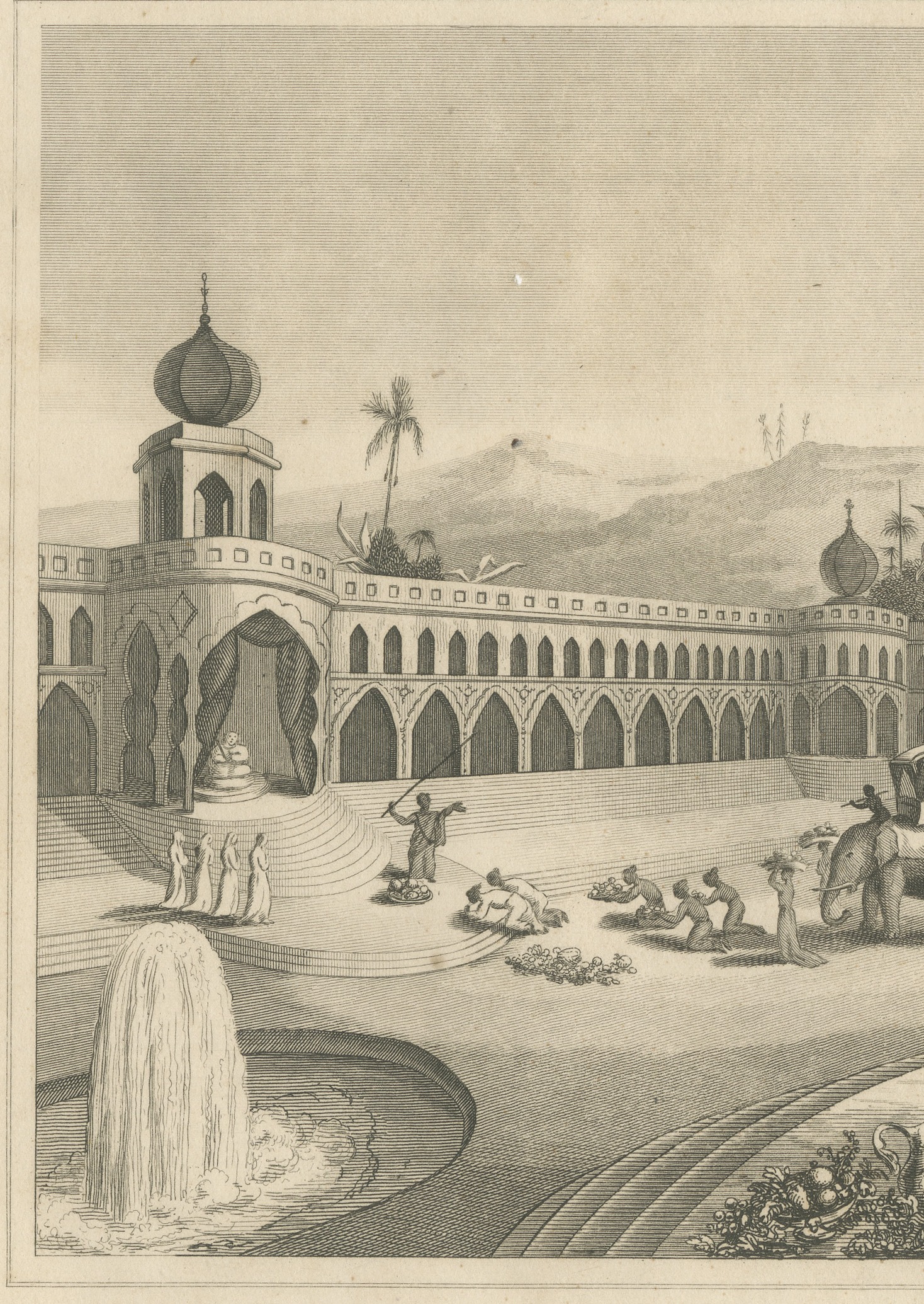 Scene in the East Indies, Offerings to the Great Brahma, Engraving, circa 1820, view 3