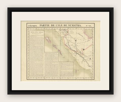Antique Map of West Sumatra by P.M.G. Vandermaelen, 1827, shown framed