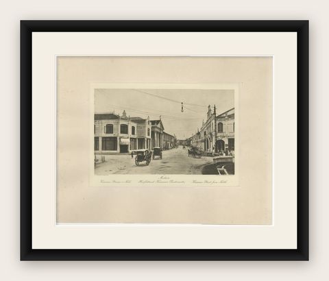 Kesawan Street from North, Medan, Dutch East Indies, Antique Photogravure c.1900, shown framed