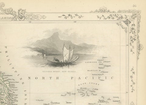Antique Map of the Malay Archipelago with Images of Indigenous People, 1851, close-up 5
