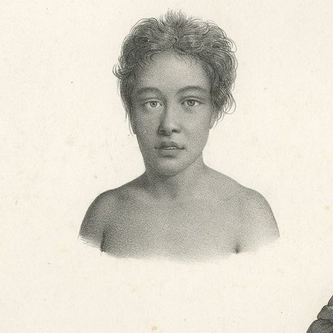 Antique Print of Kayeli People, Buru, Indonesia, 1833, close-up 2