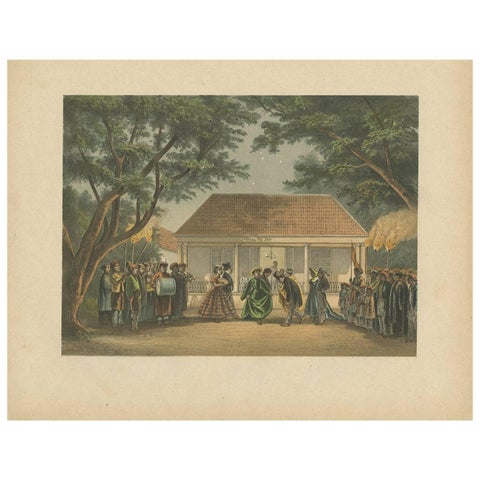 Antique Print of a Party in Batavia by M.T.H. Perelaer, 1888