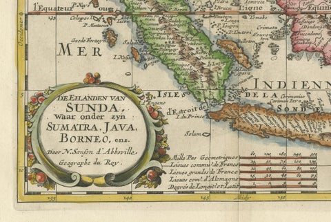 Antique Map of the Sunda Islands Including Sumatra, Java, and Borneo, 1705, close-up 5