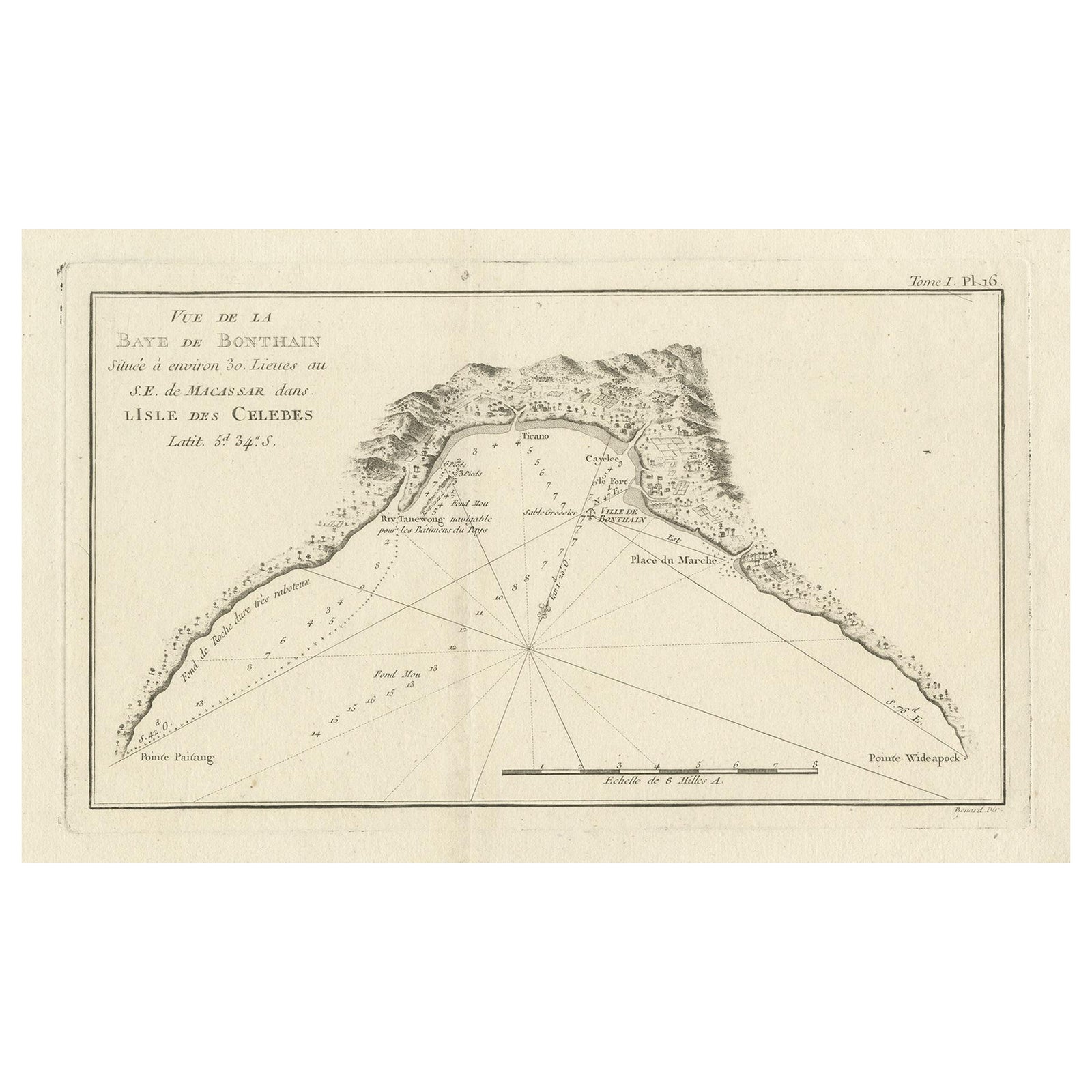 Antique Map of Bonthain Bay, Sulawesi, Celebes