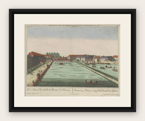 Antique Print of Batavia Castle in Nowadays Jakarta, Indonesia, circa 1770, shown framed