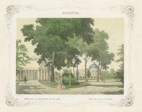 Batavia General's Residence & Governor's Hotel, Jakarta Lithograph, 1860, close-up 1