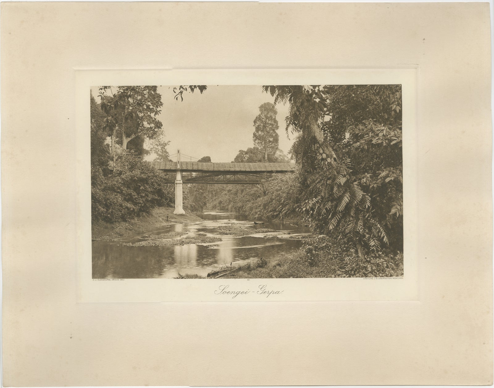 Soengei Serpa, Sumatra, Antique Photogravure by C.J. Kleingrothe, c.1900