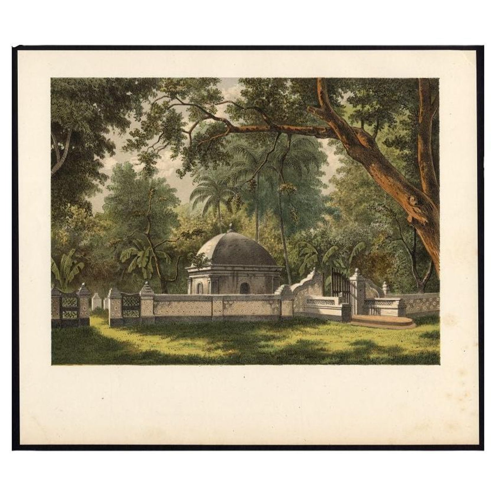 Antique Print of a Cemetery in Bontowala, Makassar, Celebes, Indonesia, 1888