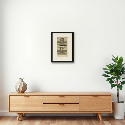 Antique Print of God Talmo and Goddesses Mintolo & Matso by Valentijn, 1726, shown framed on a wall, true to size