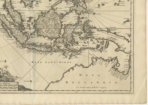 Antique Map of Southeast Asia 'India, Indonesia' by N. Visscher, circa 1670, view 6