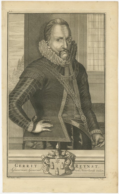 VOC Governor Gerrit Reynst: A Dutch Master of Colonial Trade, 1724 Engraving, view 2