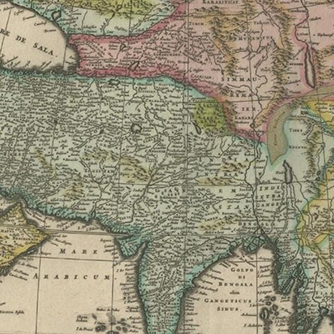 Antique Map of Asia and the East Indies and Korea as a Peninsula, ca.1660, close-up 2