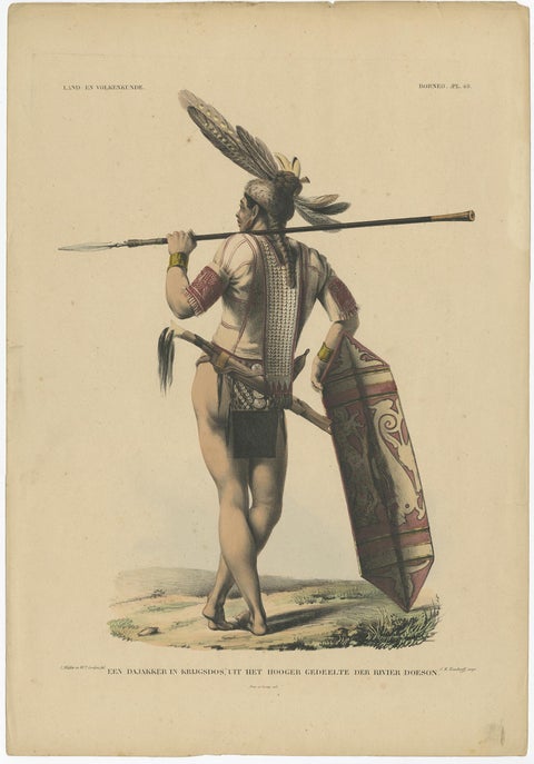 Antique Print with a Native of Borneo ‘Indonesia’ by Temminck, circa 1840, view 4