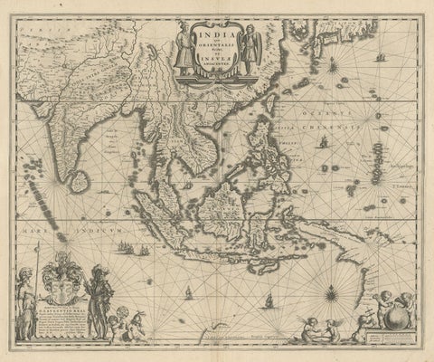 Map of Southeast Asia, Extending from India to Tibet & Japan to New Guinea, 1640, view 3